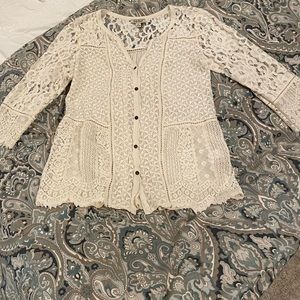 Lucky brand lace blouse, semi-peplum